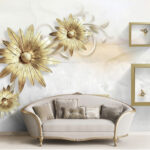 پوستر دیواری طرح گل طلایی