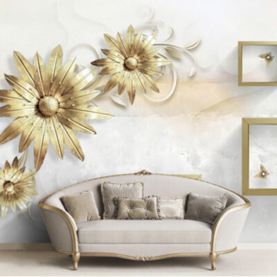 پوستر دیواری طرح گل طلایی