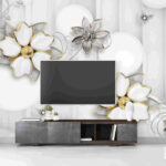 پوستر دیواری طرح گل نقره ای