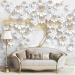 پوستر دیواری طرح شکوفه سه بعدی کد 4491