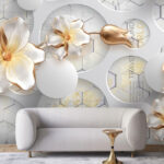 پوستر دیواری سه بعدی طرح هندسی گل کد 3910