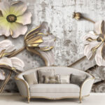 پوستر دیواری سه بعدی طرح گل کد 4557