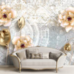 پوستر دیواری سه بعدی طرح گل کد 4457