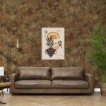 کاغذ دیواری طرح پتینه نارنجی قهوه‌ ای کد ۱۰۱۹۹ - تصویر 4