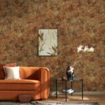 کاغذ دیواری طرح پتینه نارنجی قهوه‌ ای کد ۱۰۱۹۹ - تصویر 3