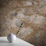 کاغذ دیواری طرح رگه‌ دار پتینه کرم