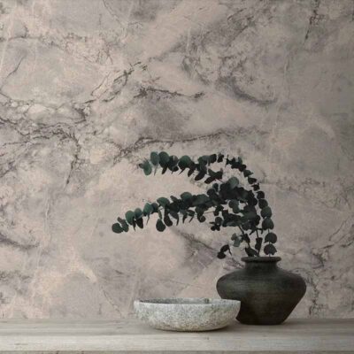 کاغذ دیواری طرح رگه‌ دار پتینه نقره‌ ای