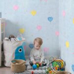 کاغذدیواری کودک طرح بادکنک‌های قلبی | آبی کد 12003 - تصویر 3