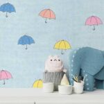 کاغذدیواری کودک طرح چترهای رنگی کوچک | آبی کد 12004