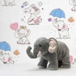 کاغذدیواری کودک طرح فیل کوچولوها | رنگ سفید کد 12005