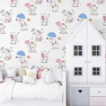 کاغذدیواری کودک طرح فیل کوچولوها | رنگ سفید کد 12005 - تصویر 3