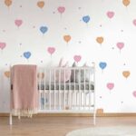 کاغذدیواری کودک طرح بادکنک‌های قلبی | سفید کد 12007 - تصویر 3