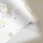 کاغذدیواری کودک طرح فیل های کوچک | سفید لیمویی کد 12009 - تصویر 2