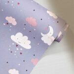 کاغذدیواری کودک طرح آسمان ابری | بنفش کد 12017 - تصویر 2