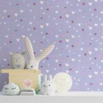 کاغذدیواری کودک طرح قلبی | بنفش کد 12020