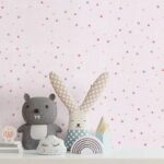 کاغذدیواری کودک طرح ستاره باران | صورتی کد 12023