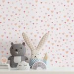 کاغذدیواری کودک طرح قلبی | صورتی کد 12024