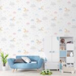 کاغذدیواری کودک طرح آسمان ابری | سفید کد 12025 - تصویر 3