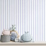 کاغذدیواری کودک طرح راه‌راه | آبی کد 12039