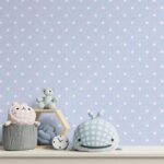 کاغذدیواری کودک طرح نقطه‌چین | آبی / سفید کد 12040