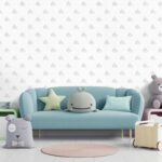 کاغذدیواری کودک طرح نهنگ‌های دریایی | طوسی / سفید کد 12041 - تصویر 3