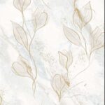 کاغذدیواری طرح برگ طلایی نقرآبی شاین کد 2002